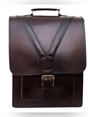 Stefano classic old-school leather backpack (medium)